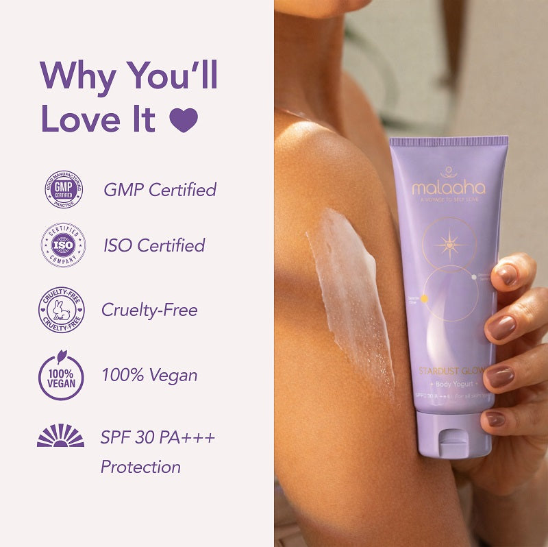 Stardust Glow Body Yogurt, SPF 30 PA+++ with 5% Mulberry Root Extract